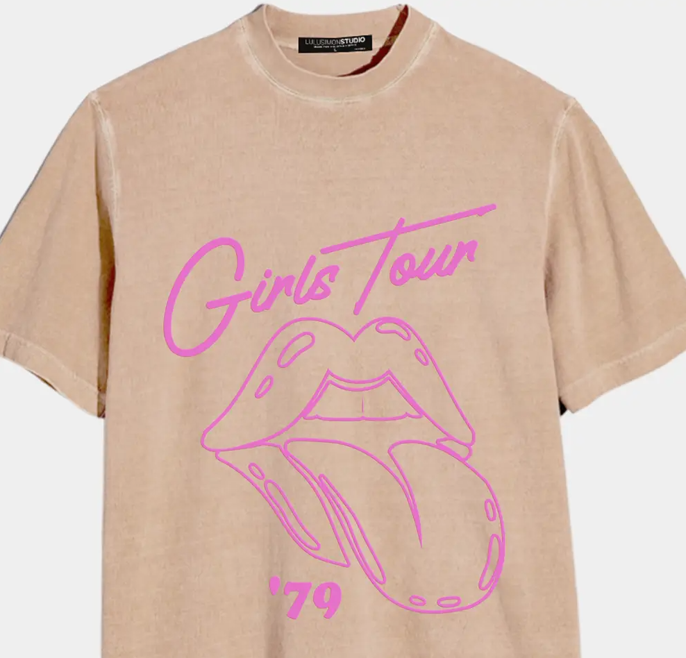Girls Tour Pigment Dye Tee - Pink