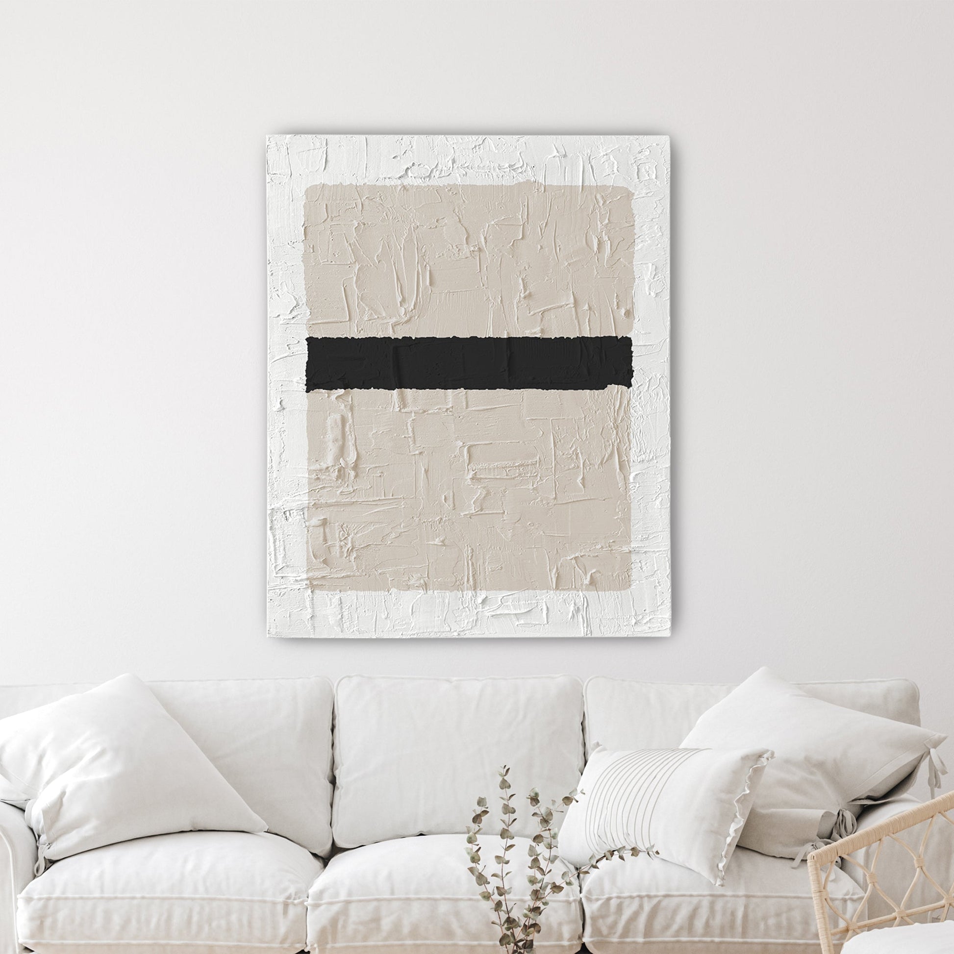 Abstract Black + Cream Lines Textured Art TEXTURED ART LULUSIMONSTUDIO 