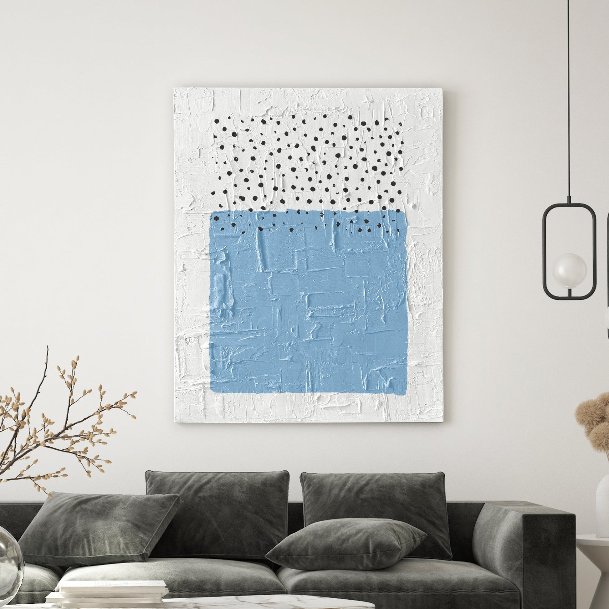 Abstract Black Dots + Blue Textured Art TEXTURED ART LULUSIMONSTUDIO 