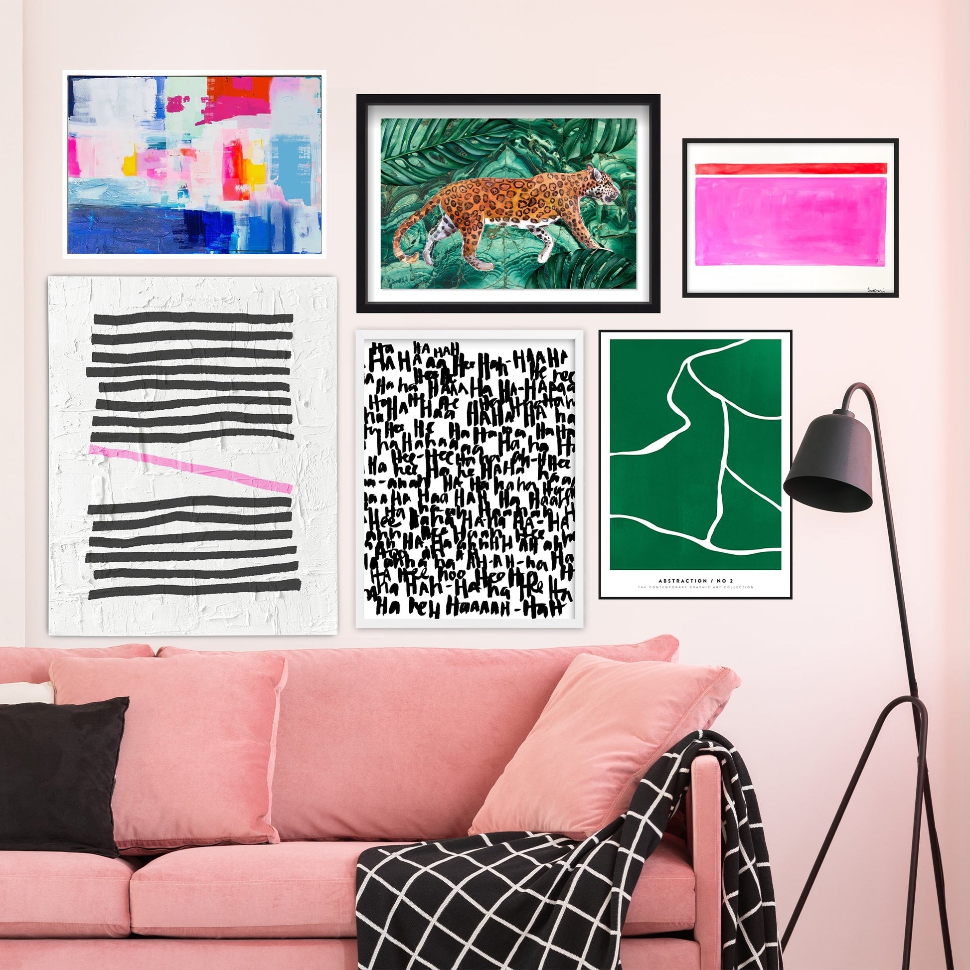 Abstract Black + Pink Lines Textured Art TEXTURED ART LULUSIMONSTUDIO 