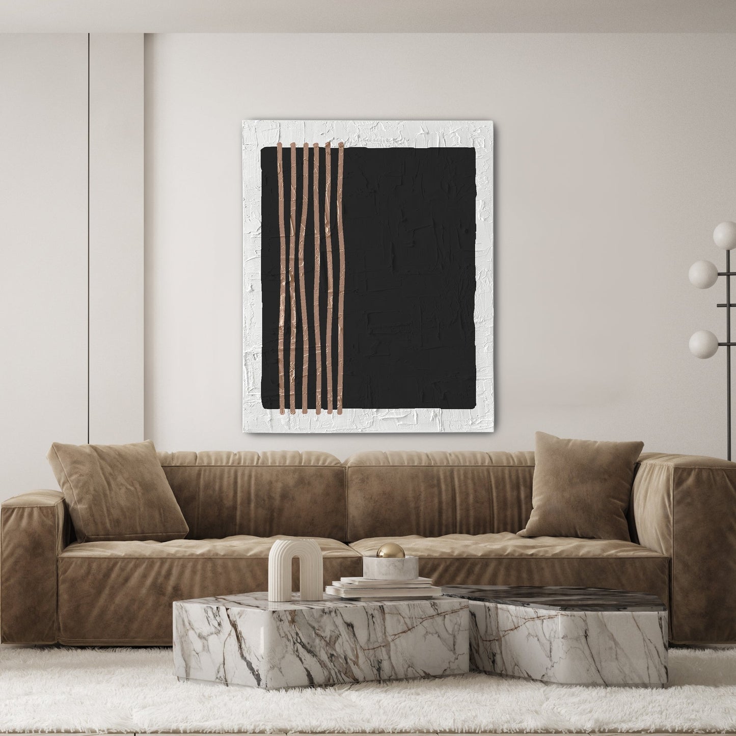 Abstract Black + Tan Lines Textured Art TEXTURED ART LULUSIMONSTUDIO 