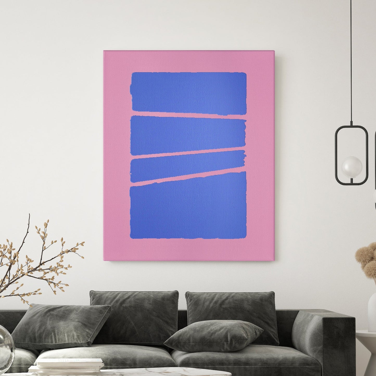 Abstract Pink + Blue Acrylic Painting TEXTURED ART LULUSIMONSTUDIO 