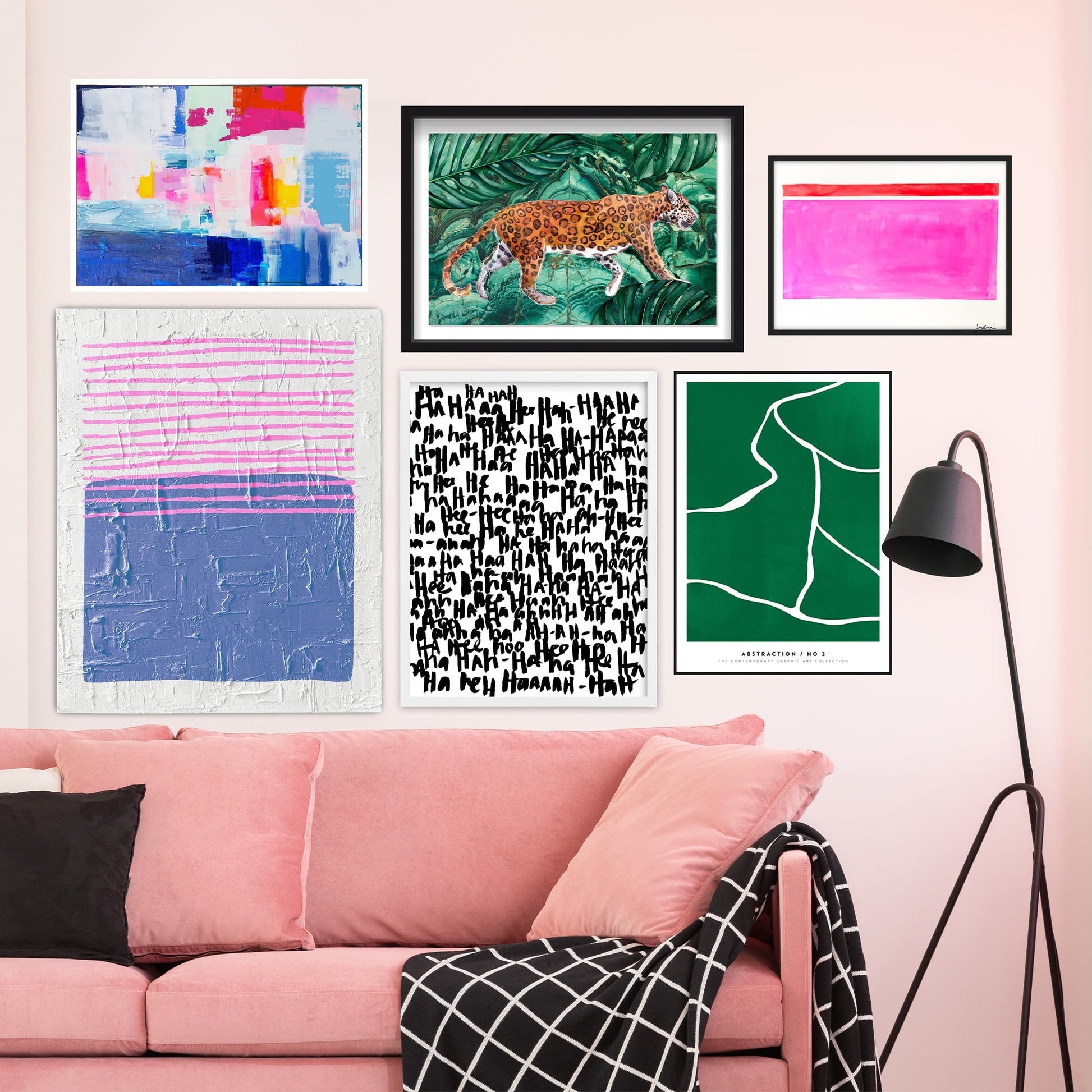 Abstract Pink + Blue Lines Textured Art TEXTURED ART LULUSIMONSTUDIO 