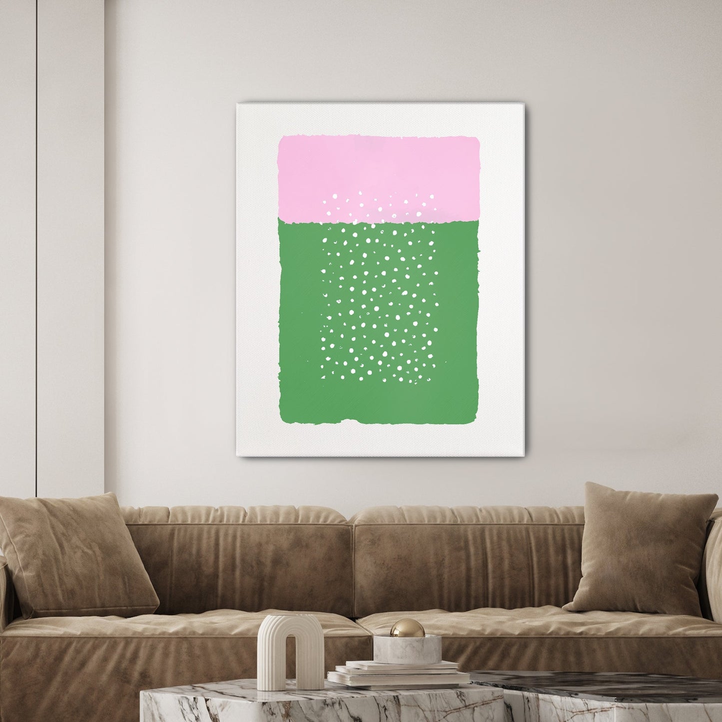 Abstract Pink + Green Shapes Acrylic Painting TEXTURED ART LULUSIMONSTUDIO 