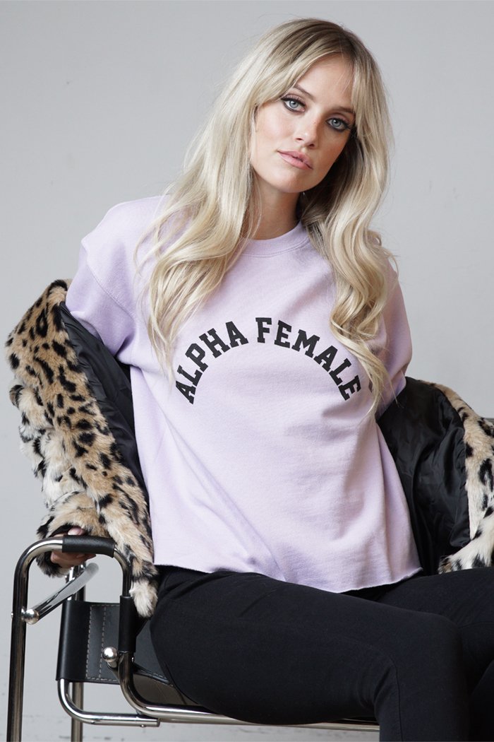 ALPHA FEMALE RAW HEM SWEATSHIRT Sweatshirt LULUSIMONSTUDIO LLC 