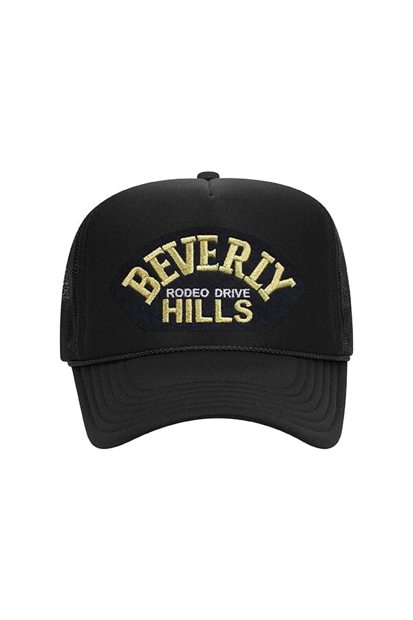 Beverly Hills Embroidered Patch Trucker Hat HAT LULUSIMONSTUDIO Black 