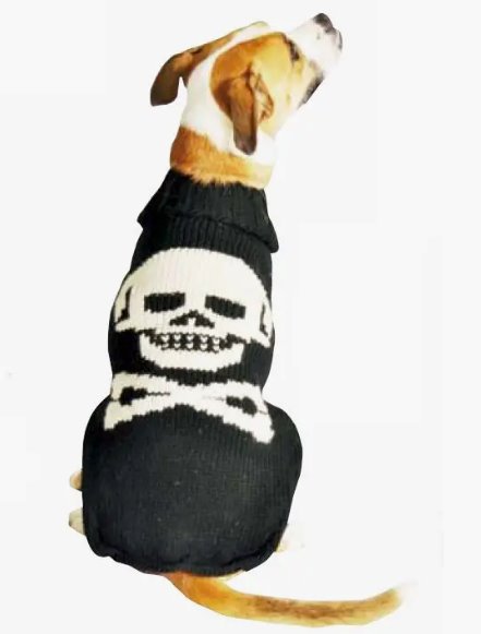Black Skull Dog Sweater PET ACCESSORY Chilly Dog BLACK S 
