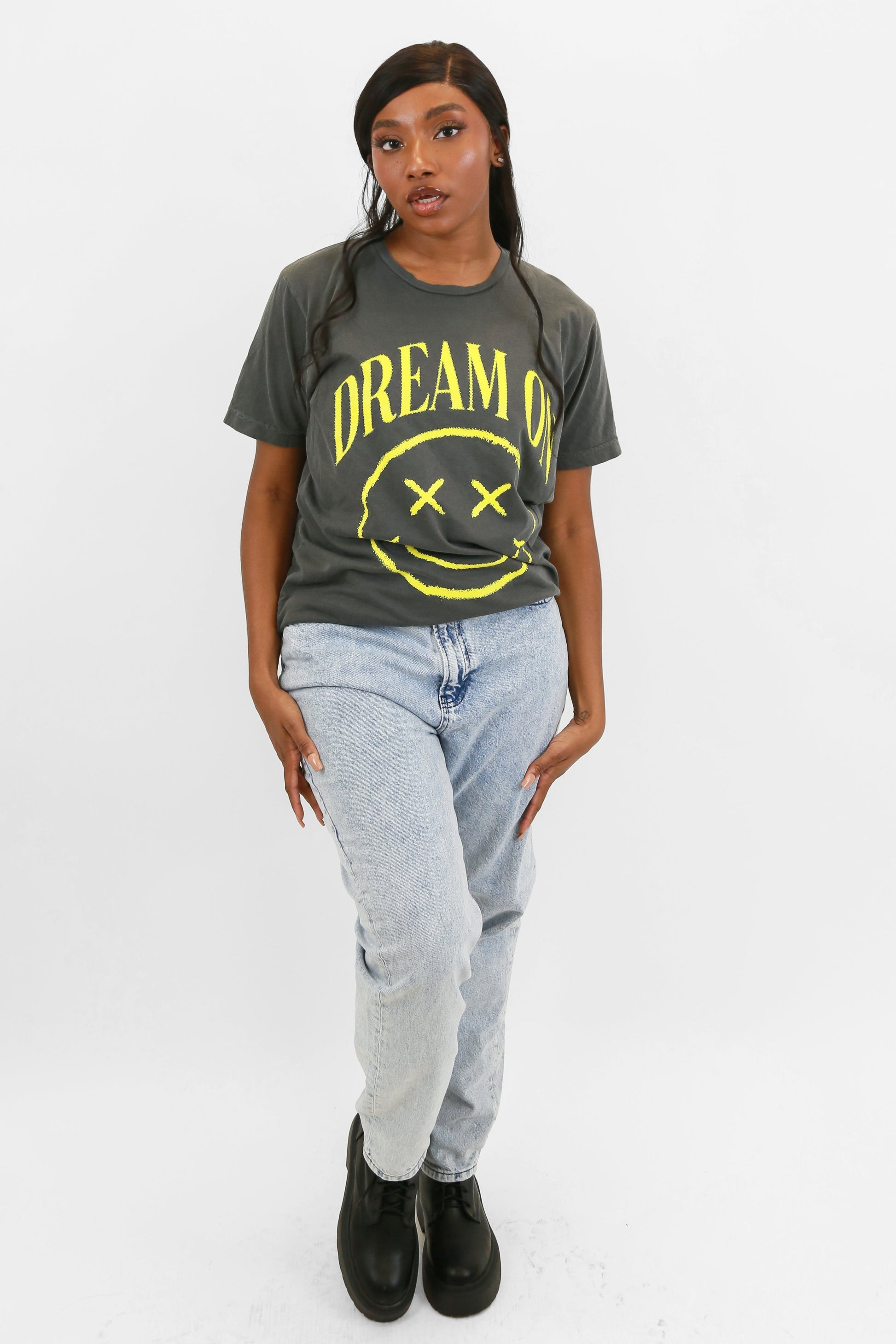 Dream On X-Smiley Garment Dye Oversized Tee TEE LULUSIMONSTUDIO 