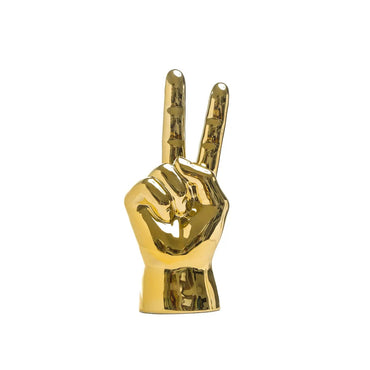 Gold Peace Sign Hand Sculpture HOME DECOR INTERIOR ILLUSIONS PLUS 