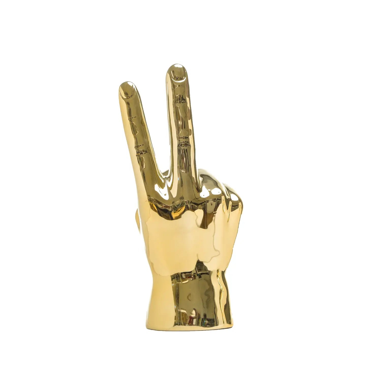 Gold Peace Sign Hand Sculpture HOME DECOR INTERIOR ILLUSIONS PLUS 