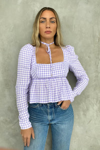 HOUGH TOP - LILAC GINGHAM BLOUSE AFRM 
