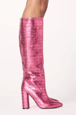 Krista - Pink Metallic Croc BOOT LULUSIMONSTUDIO 