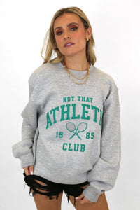 Not That Athletic Club Sweatshirt - Grey SWEATSHIRT LULUSIMONSTUDIO 