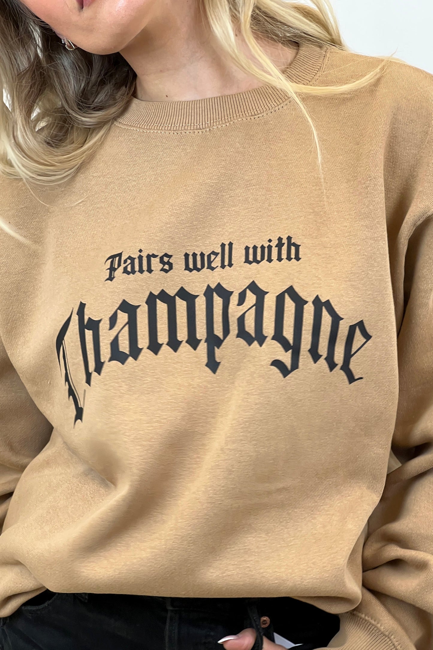 Pairs Well With Champagne® Sweatshirt - Sand SWEATSHIRT LULUSIMONSTUDIO 