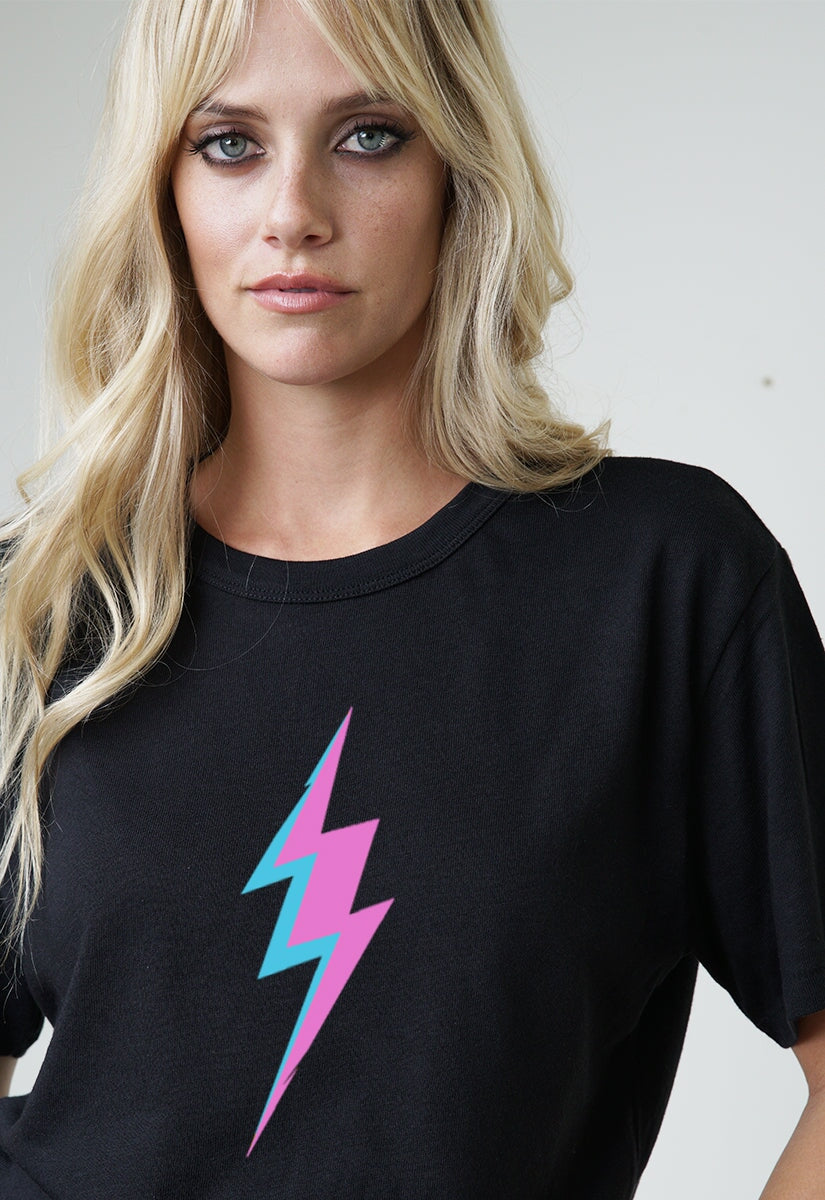 PINK AND BLUE BOLT SN TEE TEE SN 