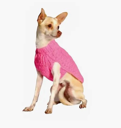 Pink Cable Knit Dog Sweater PET ACCESSORY Chilly Dog PINK S 