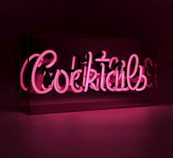 Pink 'Cocktails' Acrylic Box Neon Light HOME DECOR LOCOMOCEAN 