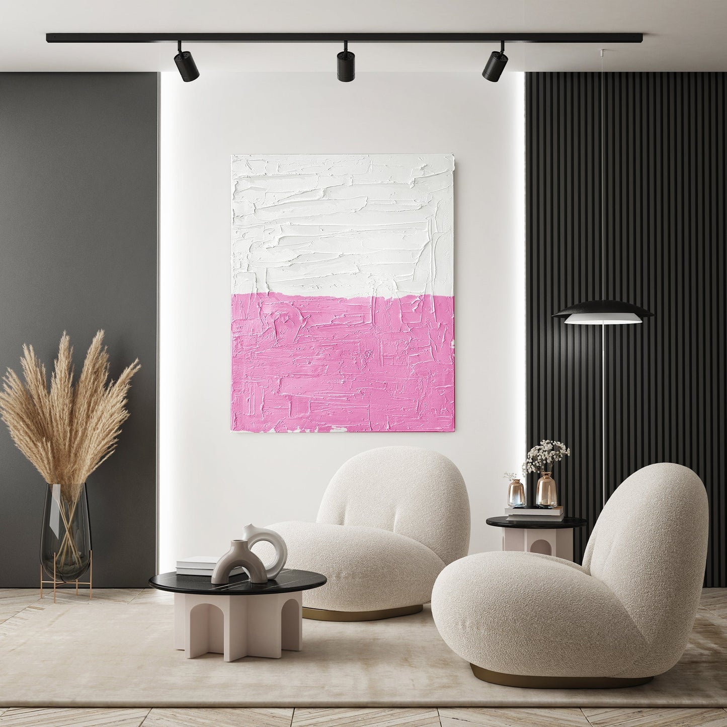 Pink + White Textured Art TEXTURED ART LULUSIMONSTUDIO 