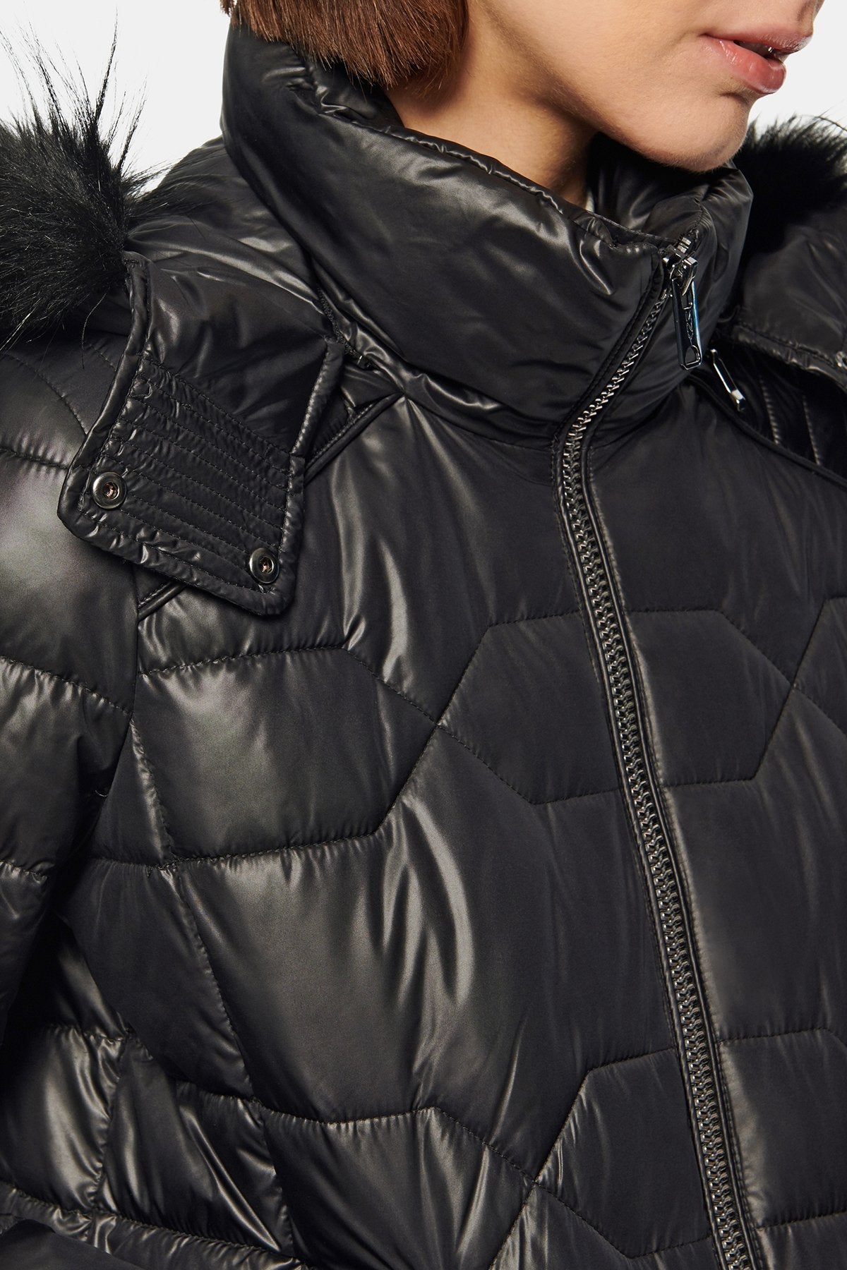 QUILTED PUFFER WITH FAUX FUR HOOD OUTERWEAR MARC NEW YORK 