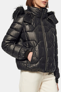QUILTED PUFFER WITH FAUX FUR HOOD OUTERWEAR MARC NEW YORK 