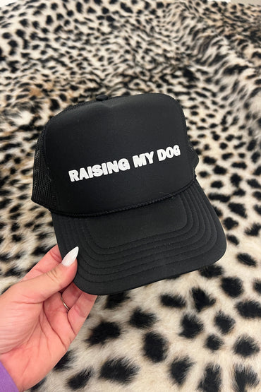 Raising My Dog Trucker Hat HAT LULUSIMONSTUDIO 