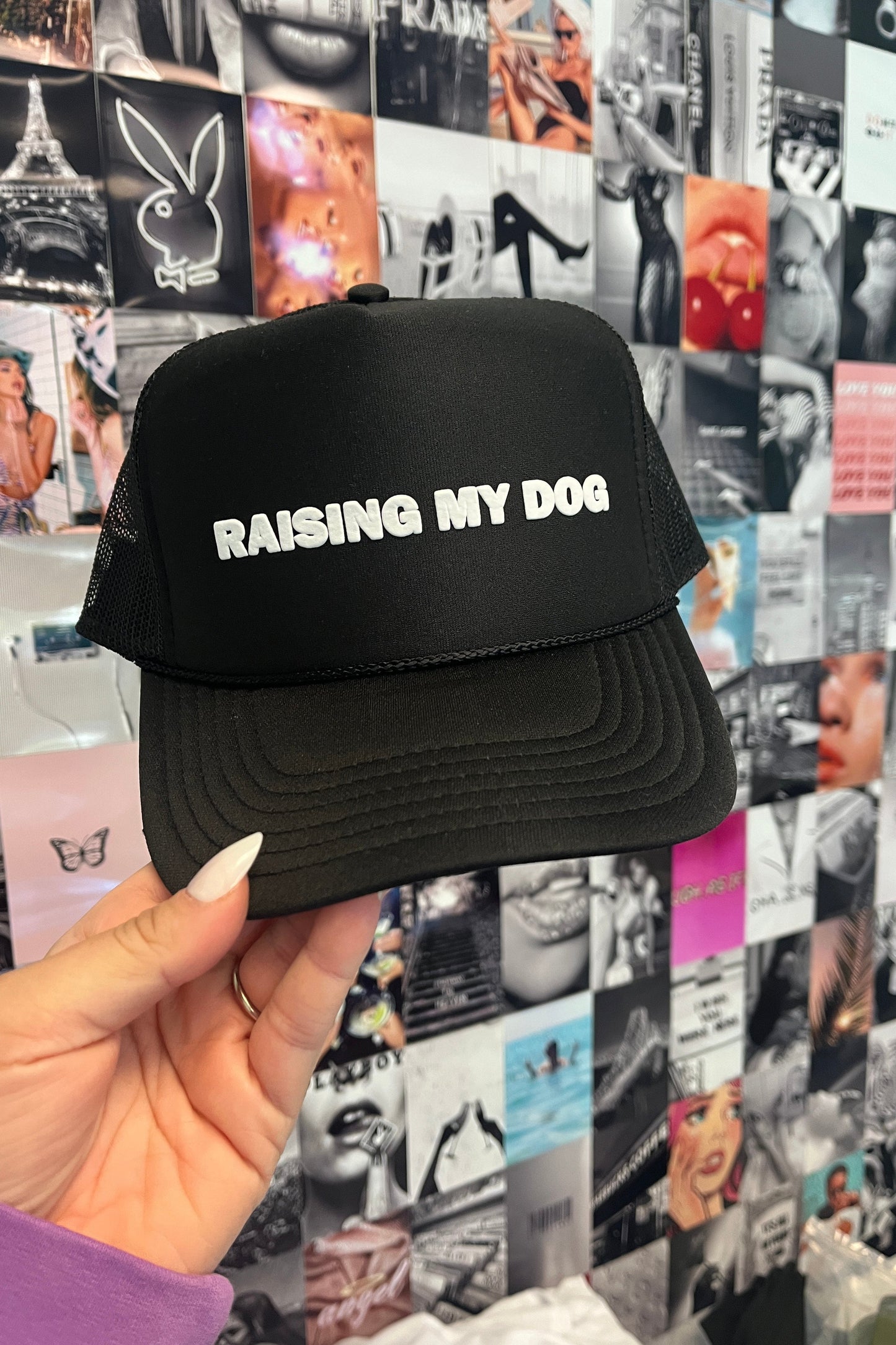 Raising My Dog Trucker Hat HAT LULUSIMONSTUDIO 