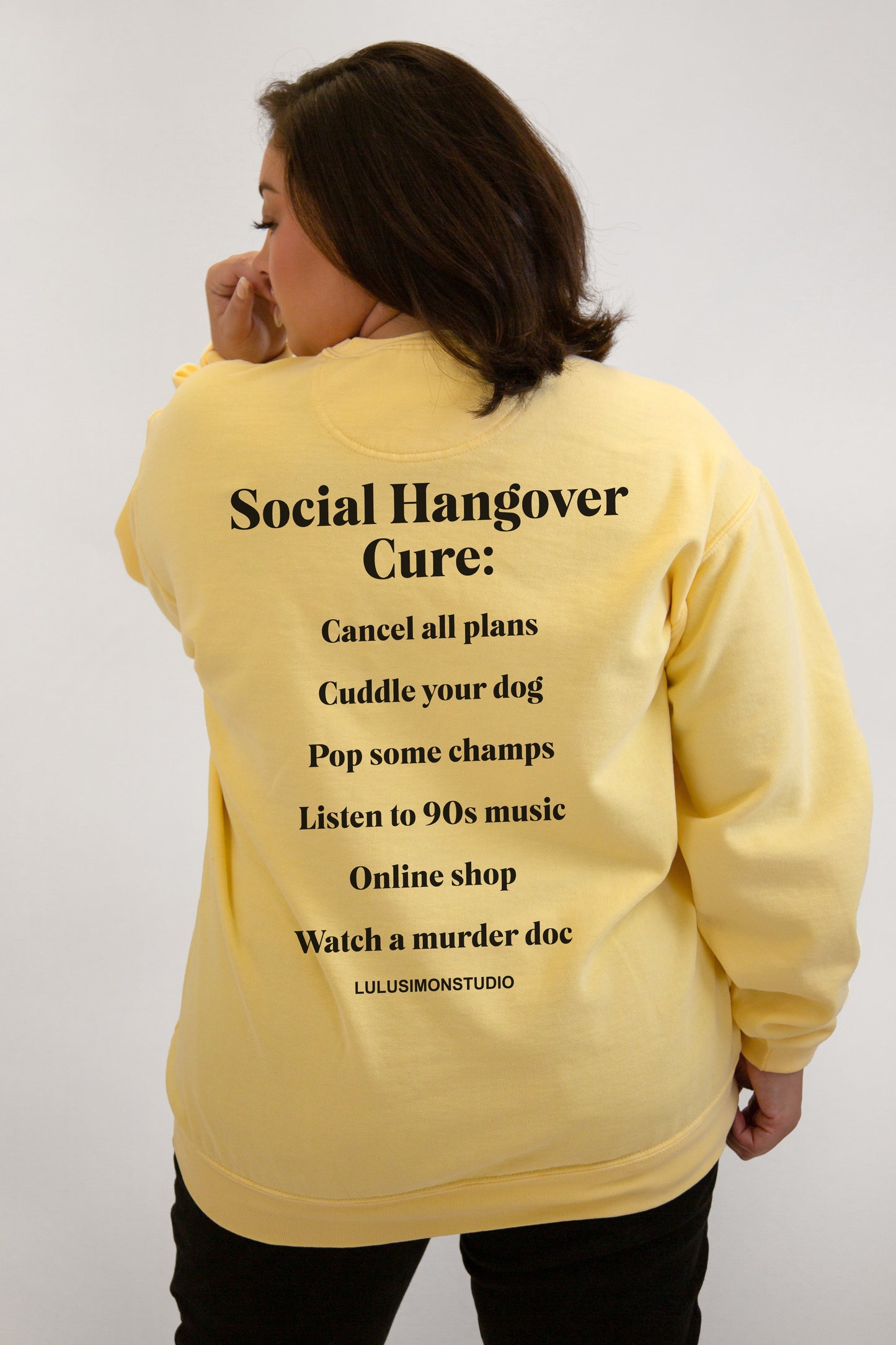 Social Hangover Garment Dye Oversized Sweatshirt SWEATSHIRT LULUSIMONSTUDIO 