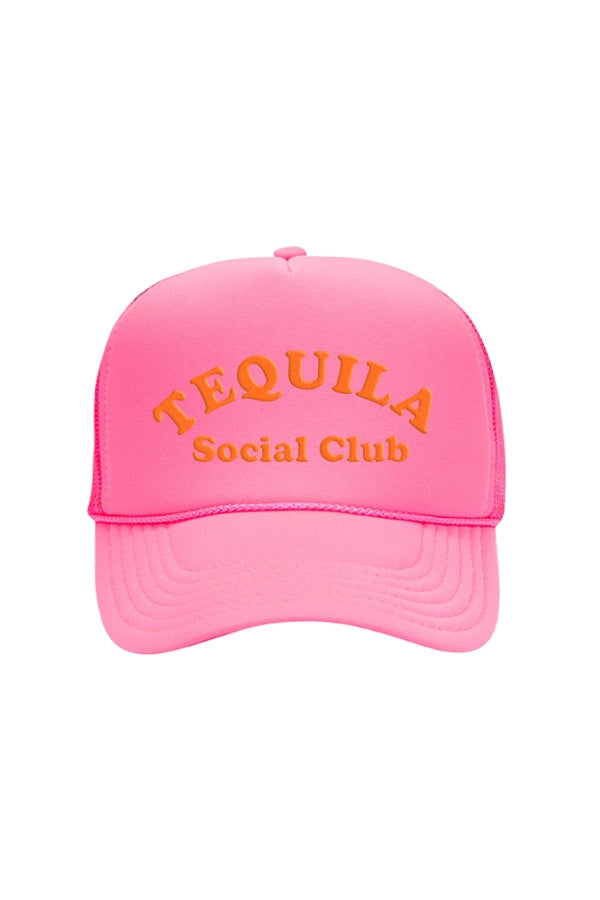 Tequila Social Club Trucker Hat HAT LULUSIMONSTUDIO Neon Pink 