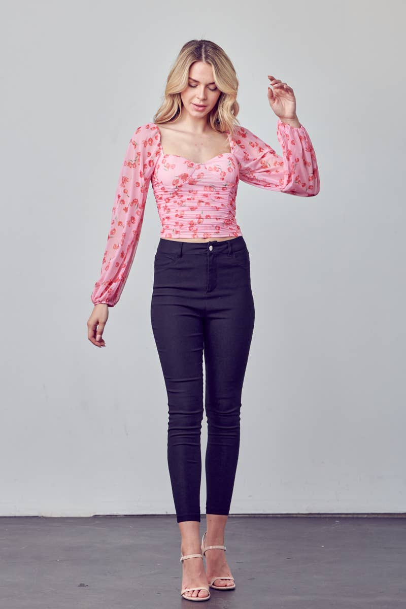 TULIP FLORAL PRINT TOP BLOUSE Fore Collection 