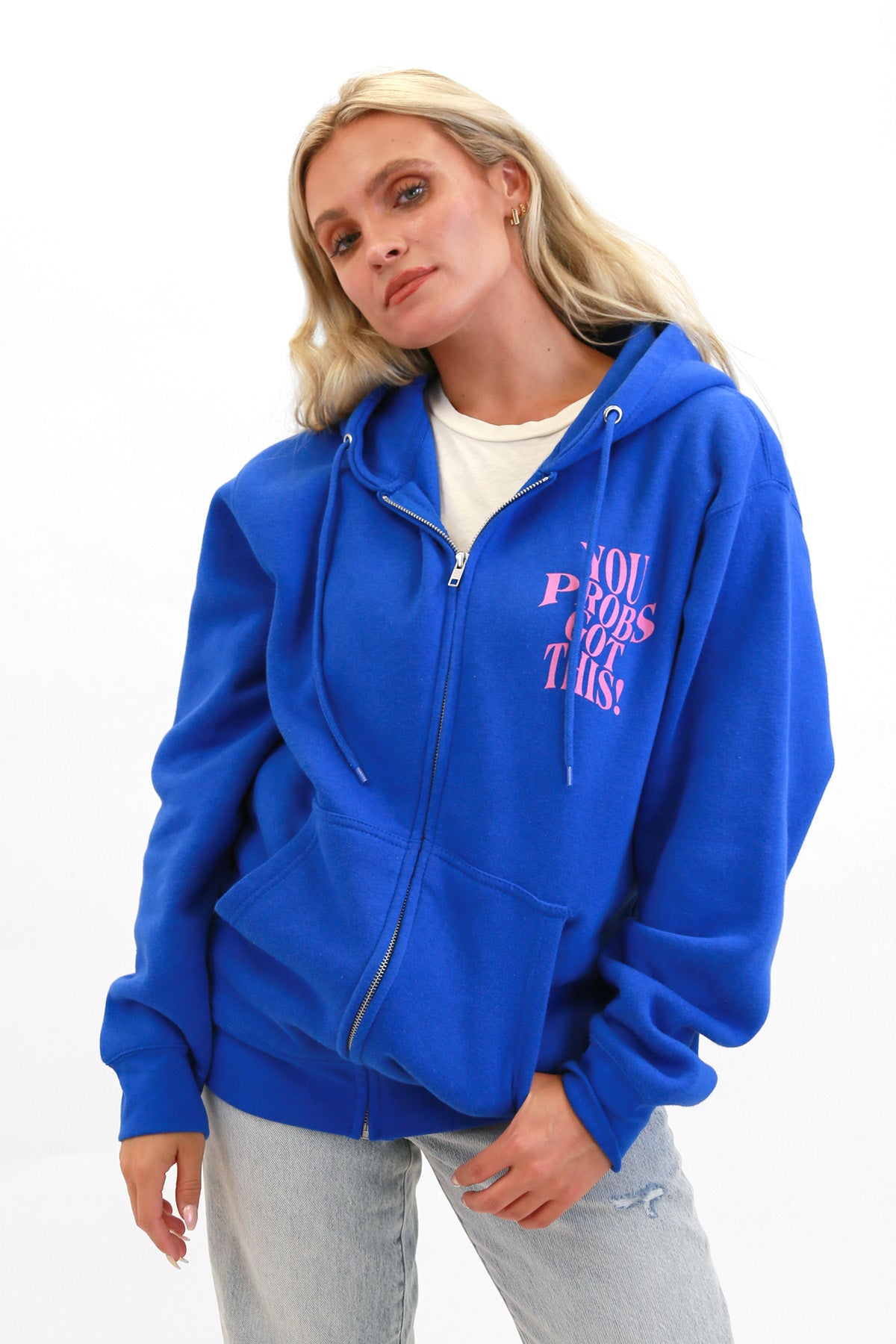 Blue zip up hoodie cheap